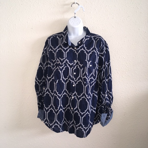 St Johns Bay Navy Blue Blouse - Picture 2 of 6